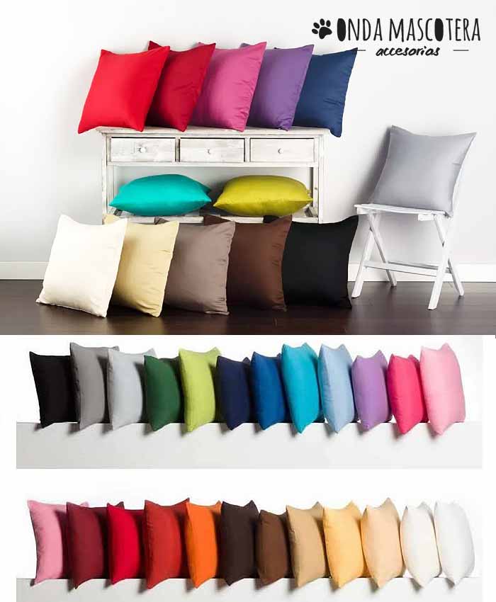 almohadones para el sillon o la cama con cierre en todos los colores lisos