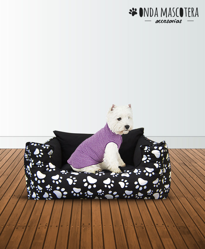  Cama moises sillon estampado de patitas violeta en todos los tamaños para mascotas