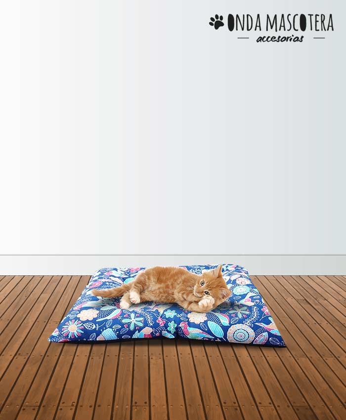 colchoneta para gatos y perros con mandalas lavable onda mascotera