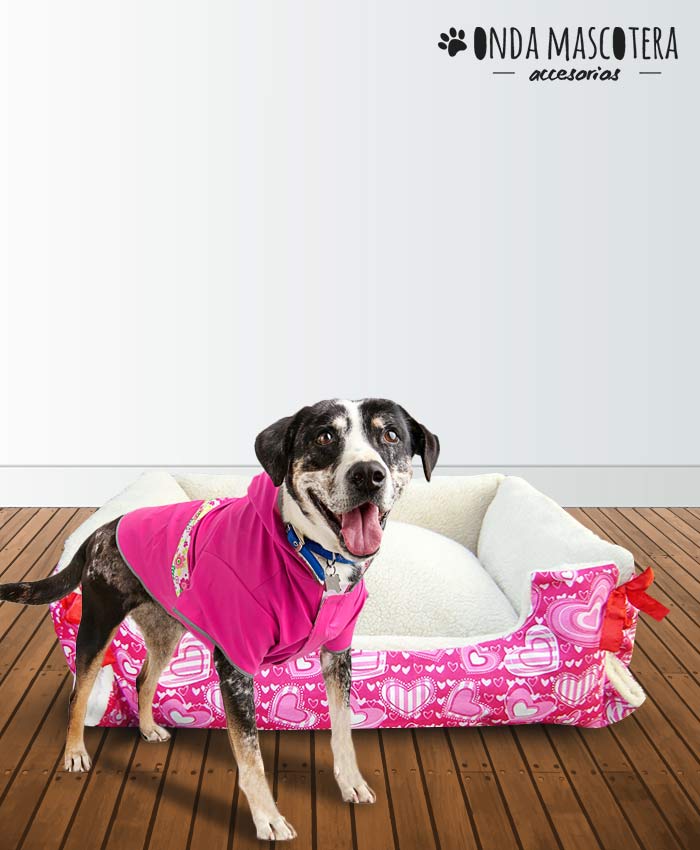  Cama sillon reversible corazones con polar mascotas