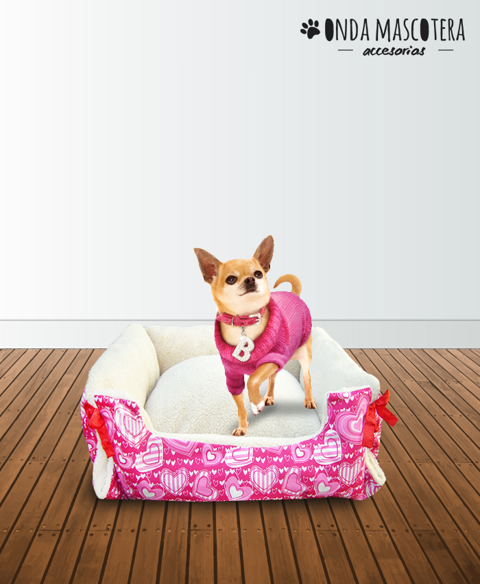 Cama sillon reversible y extensible Onda Mascotera para perros grandes medianos y chicos corazones con polar de invierno abrigados