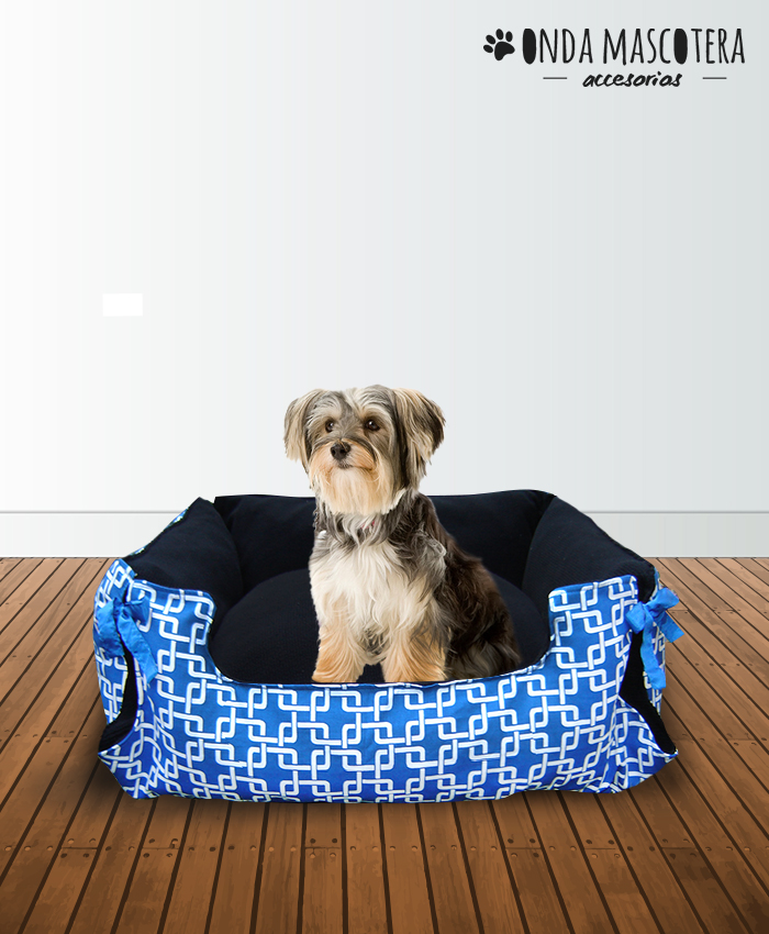 Cama para mascotas azul cadenitas