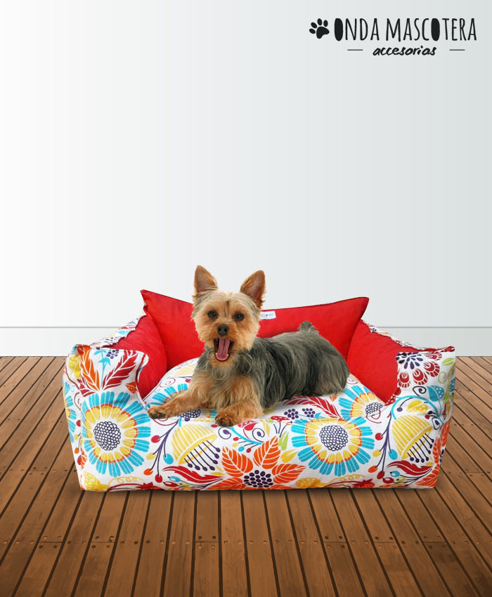 Cama sillon reversible y extensible paws Onda Mascotera flowers reversible extensible mascotas