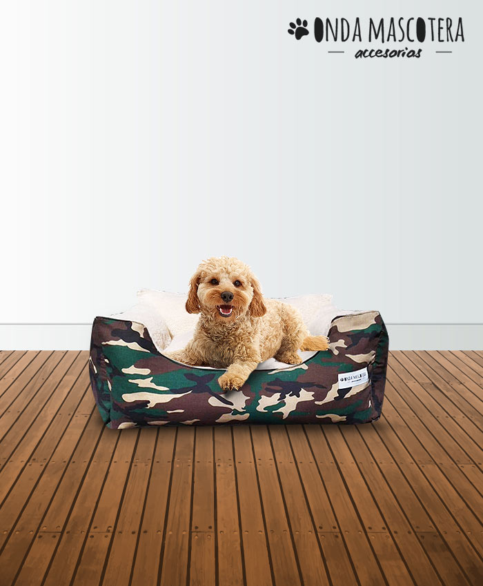  Cama para perrosy gatos reversible camuflado militar mascotas