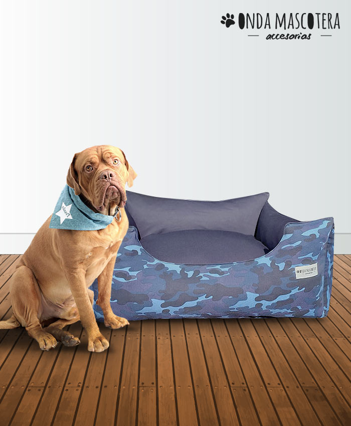 Cama sillon reversible camuflado azul Onda Mascotera schnauzer 