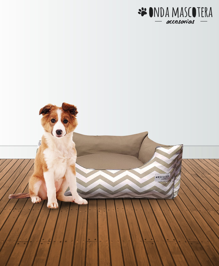 Cama sillon reversible zig zag beige border collie