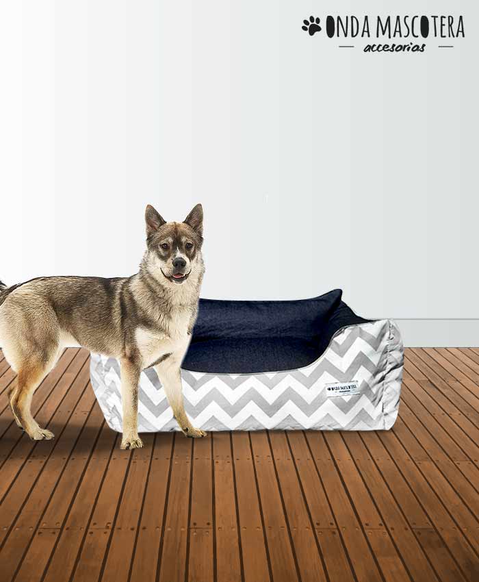 Cama sillon reversible y extensible zig zag blanco con negro chevron todas las medidas  Onda Mascotera 