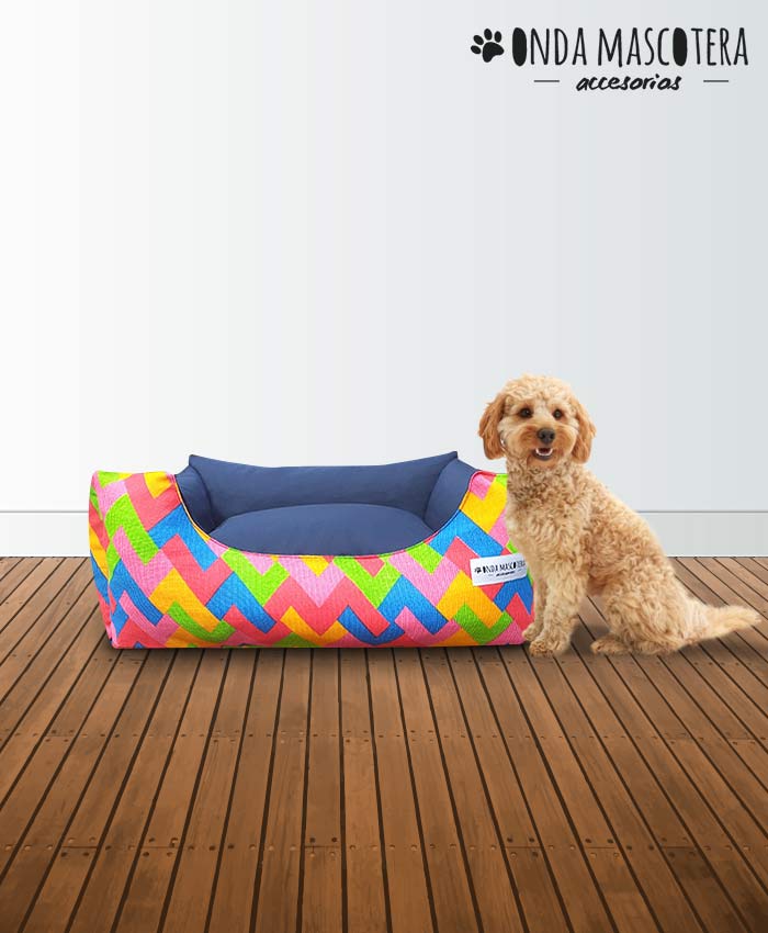 cama reversible colchoneta camuflada gris con jean y lona para perros y gatos