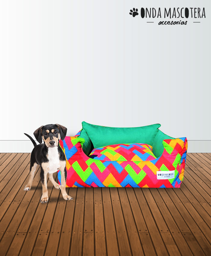 Cama sillon reversible y extensible paws Onda Mascotera zig zag de colores