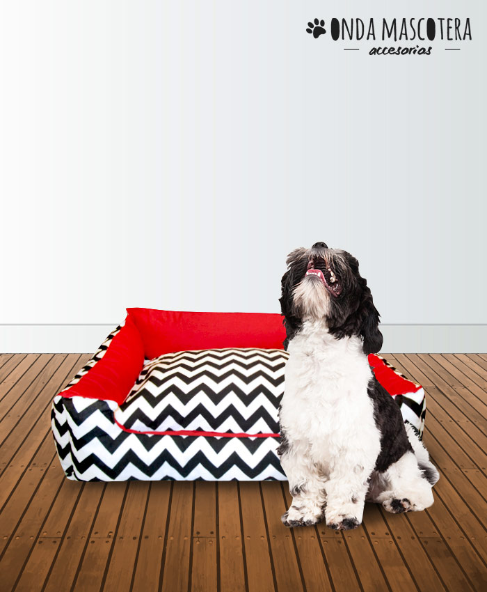 Cama sillon reversible zig zag con almhadon Onda Mascotera para perros grandes medianos y chicos