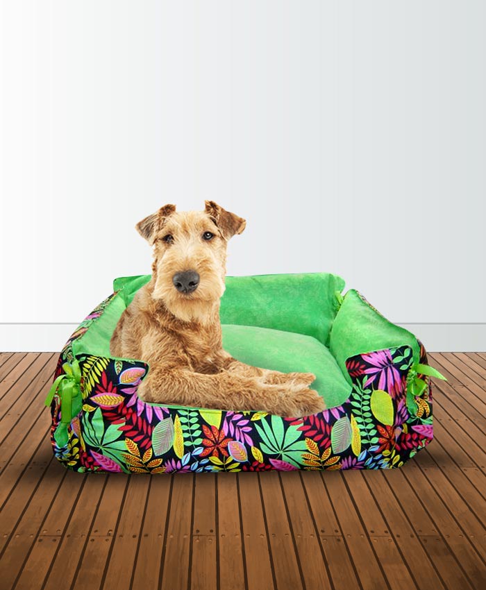 Cama sillon moises animal print leopardo naranja combinado camita  para perros y gatos