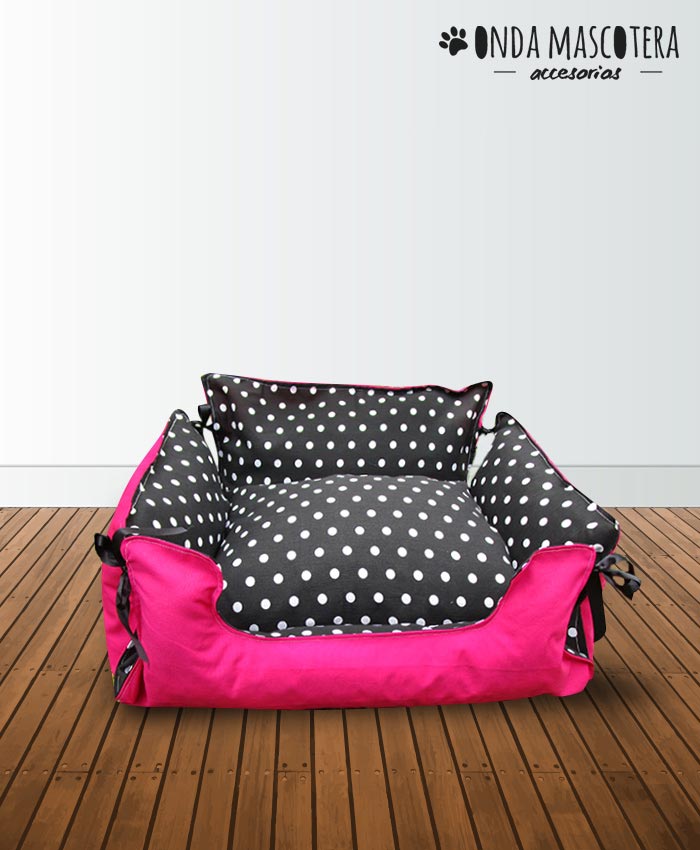  Cama sillon reversible y extensible lunares fucsia rosa todo maascotas