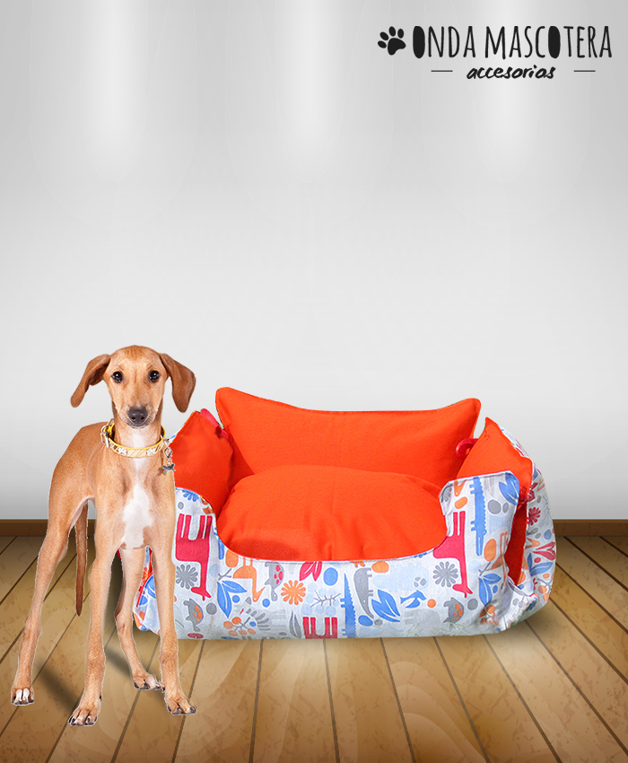 Cama reversible dos en uno multifuncion zoologico animalitos con naranja divertidas  para perros y gatos