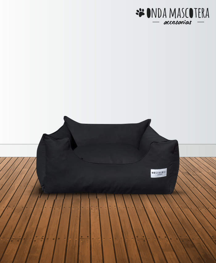 Cama Cucha Onda Mascoteras negro liso reversible