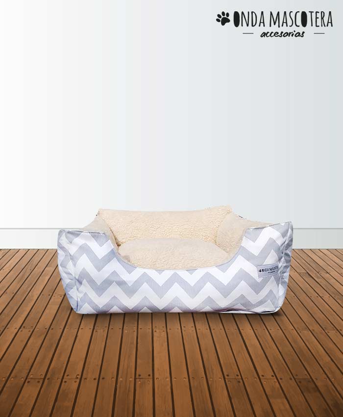  Cama para perros y gatos reversible chevron zig zag mascotas