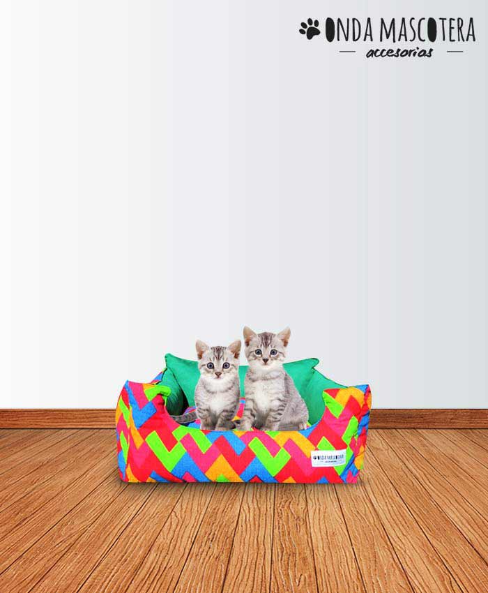 cucha para gatitos  estampado de animalitos  Onda Mascotera