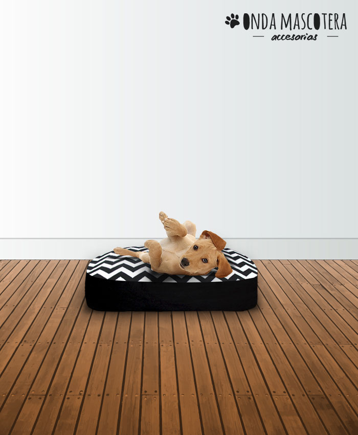 puff almohadon zig zag chevron con funda y cierre para perros y gatos